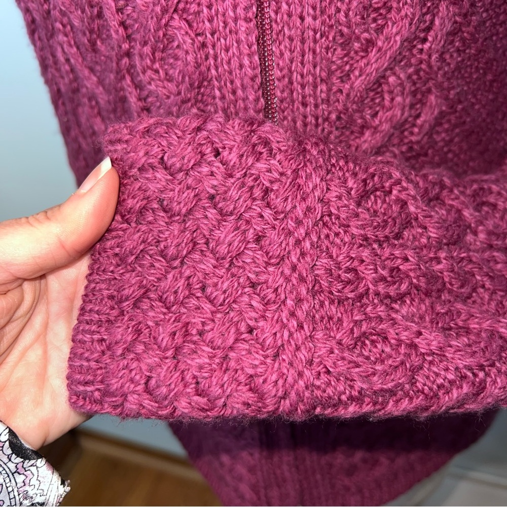 Aran Crafts Ireland Super Soft Merino Wool Celtic Knit Zip Cardigan Sweater M - Picture 8 of 15